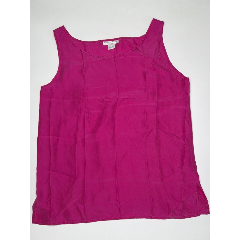 Philip & Monica Silk Tank Top Fuchsia Sleeveless‎ Scoop Neck Size L